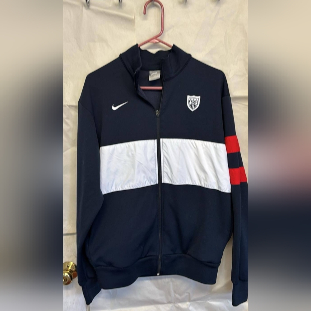 Nike Blue and White Zip Up Athletic Athleisure Gorpcore Sporty